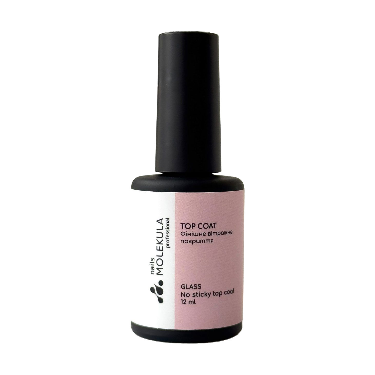 Вітражний топ для гель-лаку Nails Molekula Professional Glass No Sticky Top Coat без липкого шару, GС201, 12 мл